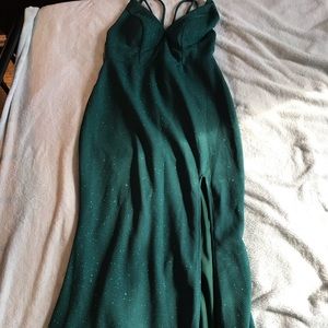 Emerald green evening gown